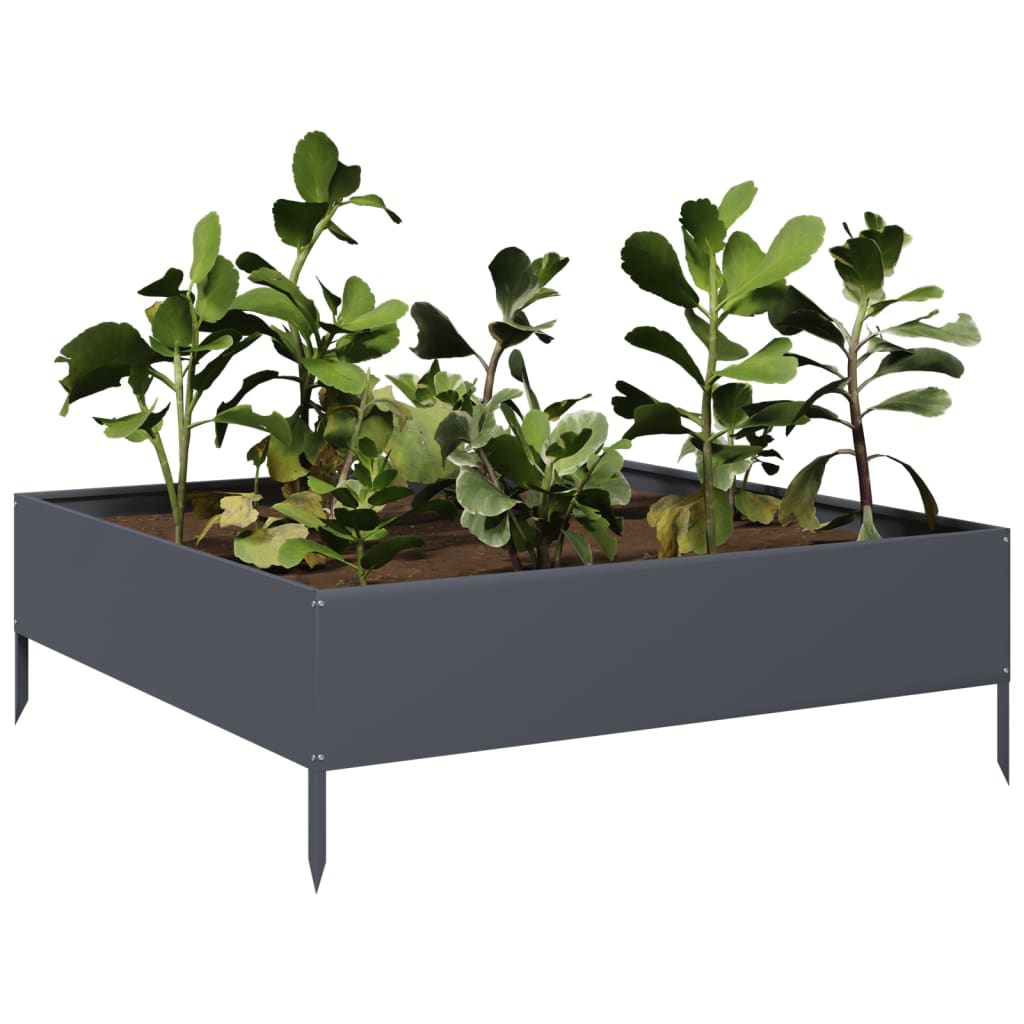 Fioriera Rialzata da Giardino Antracite 100x100x33,5cm Acciaio