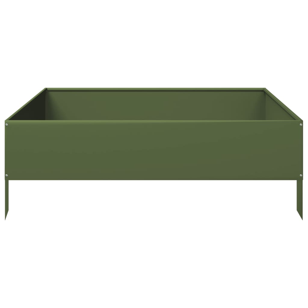 Fioriera Rialzata Giardino Verde Oliva 100x100x33,5 cm Acciaio