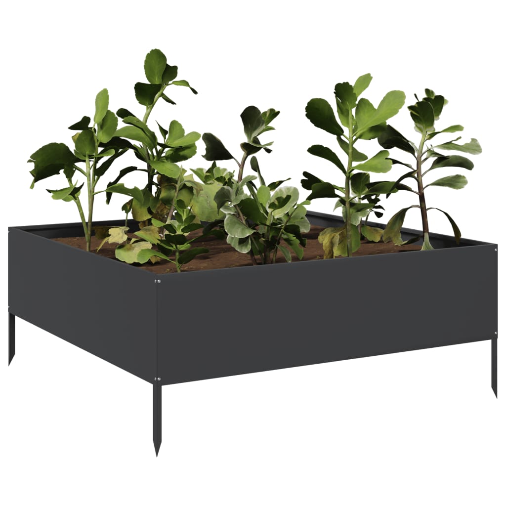 Fioriera Rialzata da Giardino Nera 100x100x41 cm in Acciaio