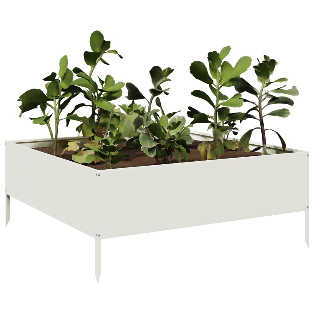 Fioriera Rialzata da Giardino Bianca 100x100x41 cm in Acciaio