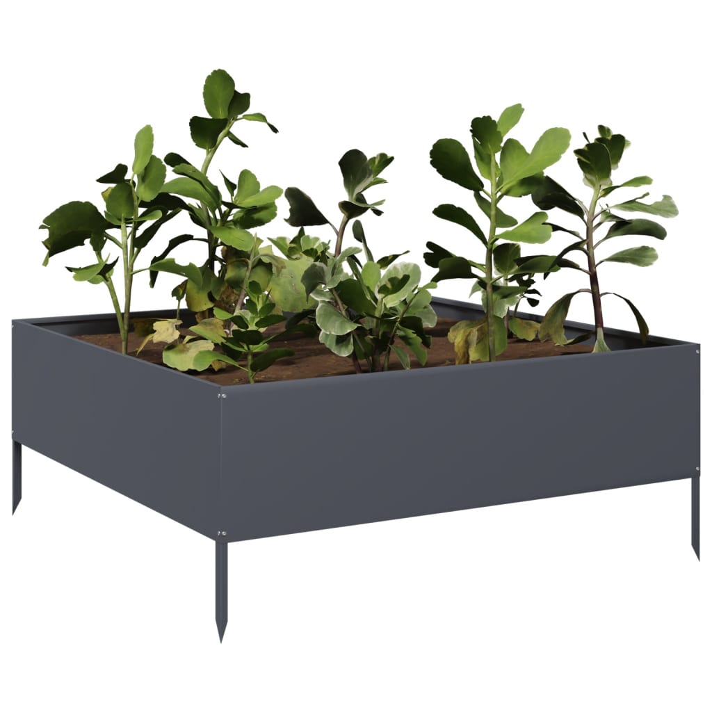 Fioriera Rialzata da Giardino Antracite 100x100x41 cm Acciaio