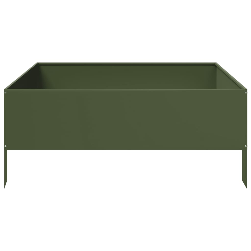 Fioriera Rialzata Giardino Verde Oliva 100x100x41 cm Acciaio