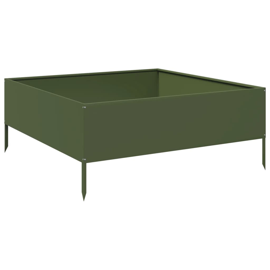 Fioriera Rialzata Giardino Verde Oliva 100x100x41 cm Acciaio
