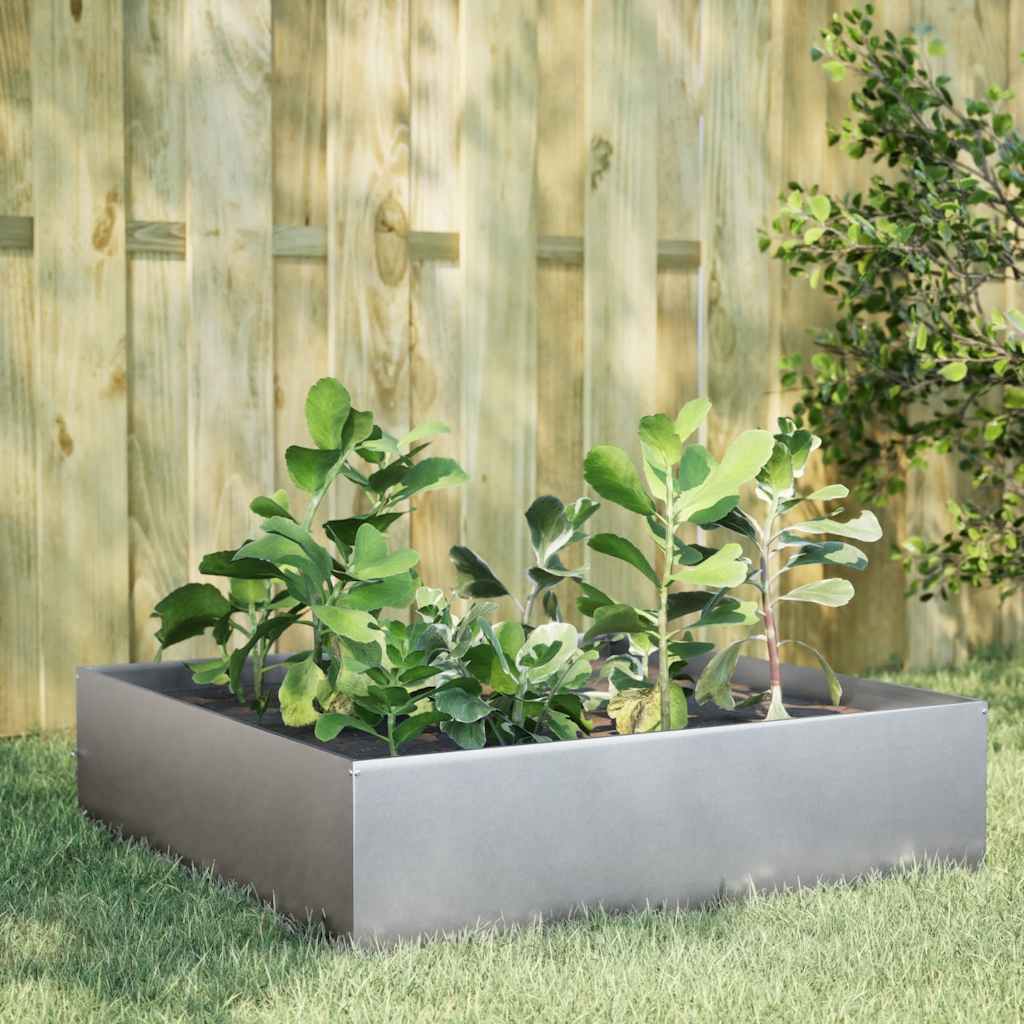 Fioriera Rialzata da Giardino 100x100x41 cm in Acciaio Zincato