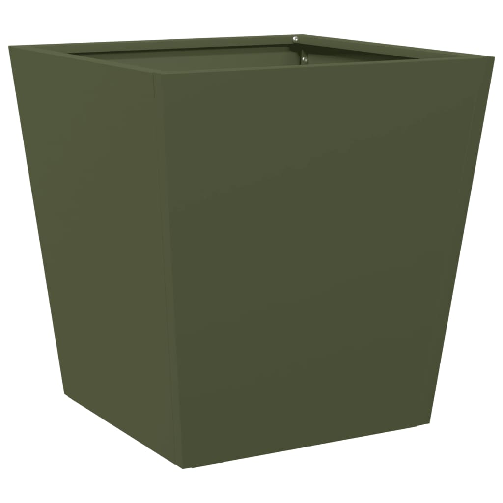 Fioriere da Giardino 2 pz Verde Oliva 40x40x40 cm in Acciaio