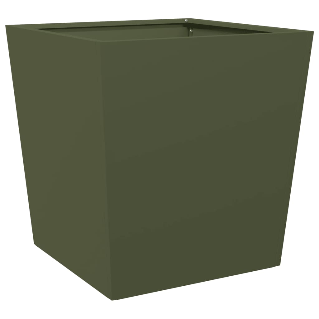 Fioriere da Giardino 2 pz Verde Oliva 50x50x50 cm in Acciaio