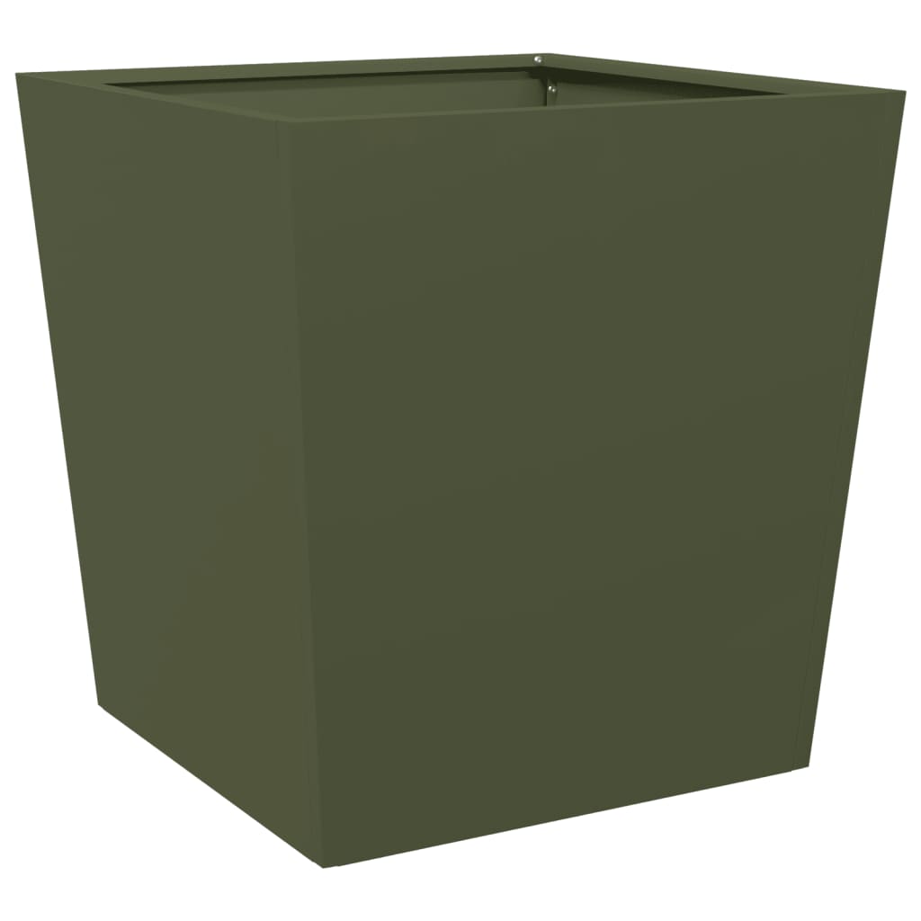 Fioriere da Giardino 2 pz Verde Oliva 50x50x50 cm in Acciaio
