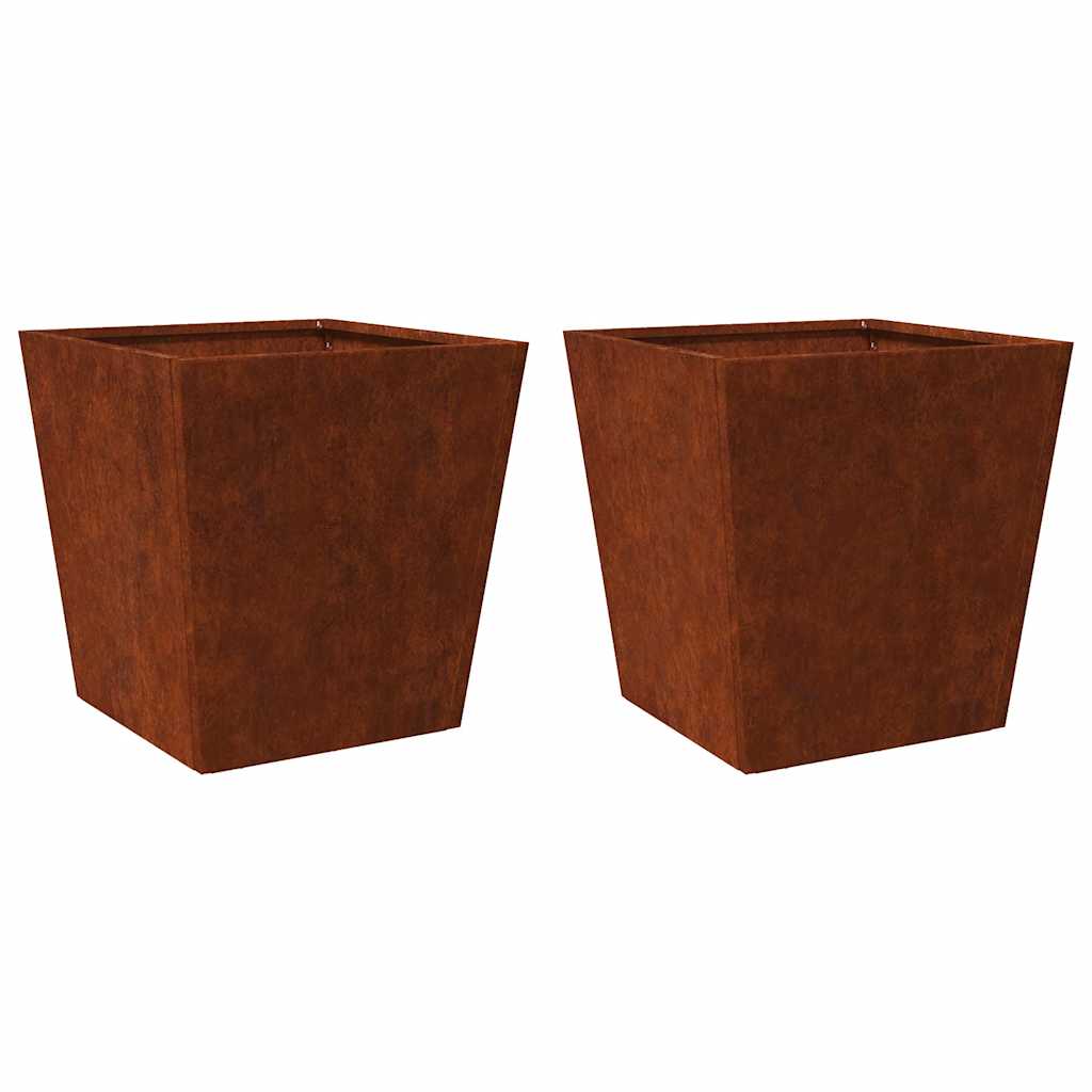 Fioriere da Giardino 2 pz 50x50x50 cm in Acciaio Corten