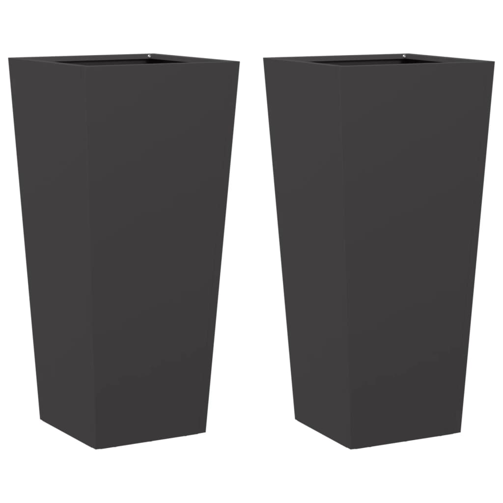 Fioriere da Giardino 2 pz Nere 35x35x75 cm in Acciaio