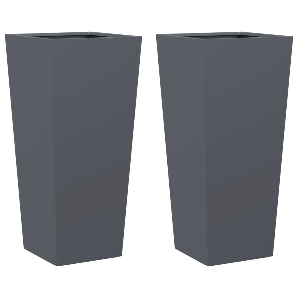 Fioriere da Giardino 2 pz Antracite 35x35x75 cm in Acciaio
