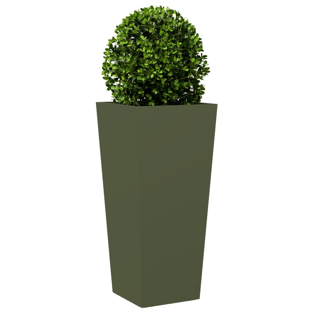 Fioriera da Giardino Verde Oliva 35x35x75 cm in Acciaio