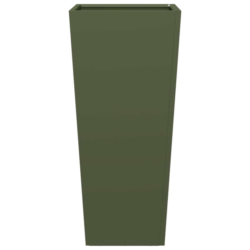 Fioriera da Giardino Verde Oliva 35x35x75 cm in Acciaio