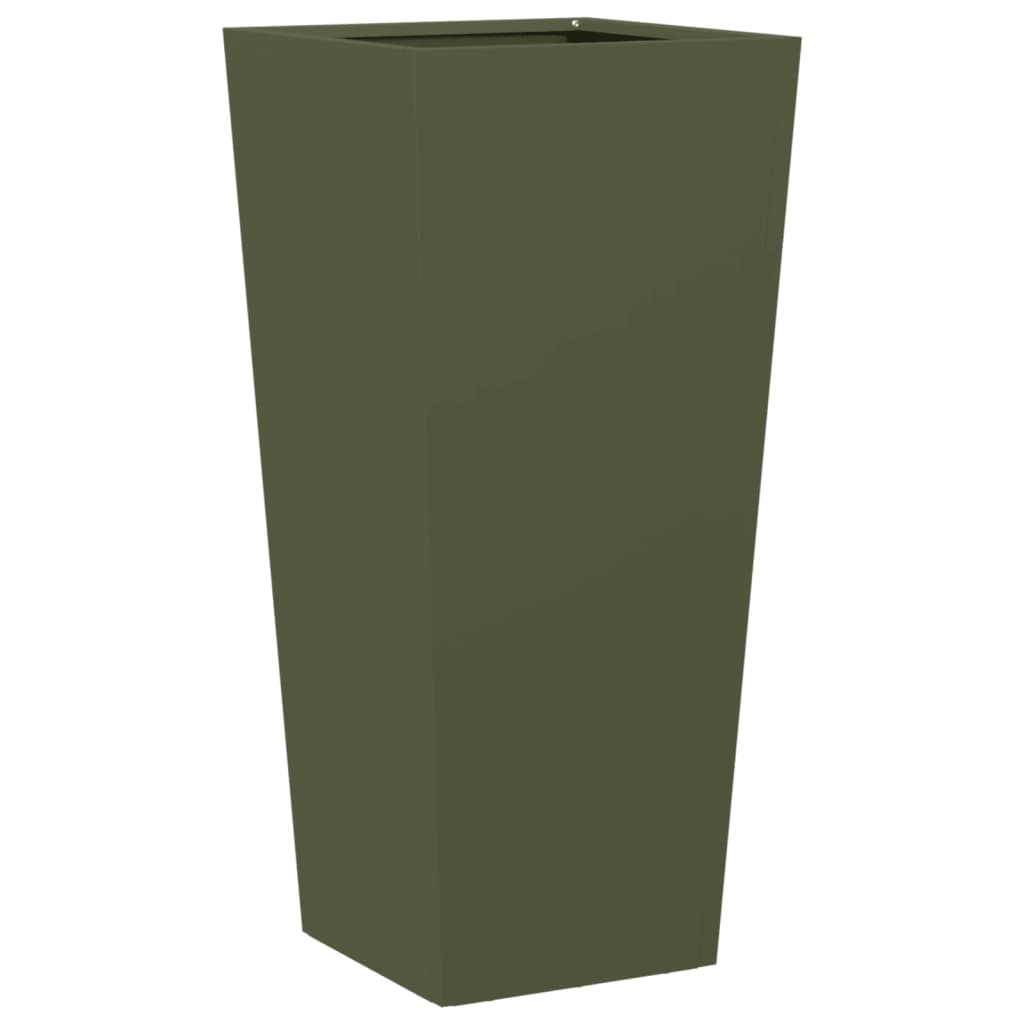 Fioriere da Giardino 2 pz Verde Oliva 35x35x75 cm in Acciaio