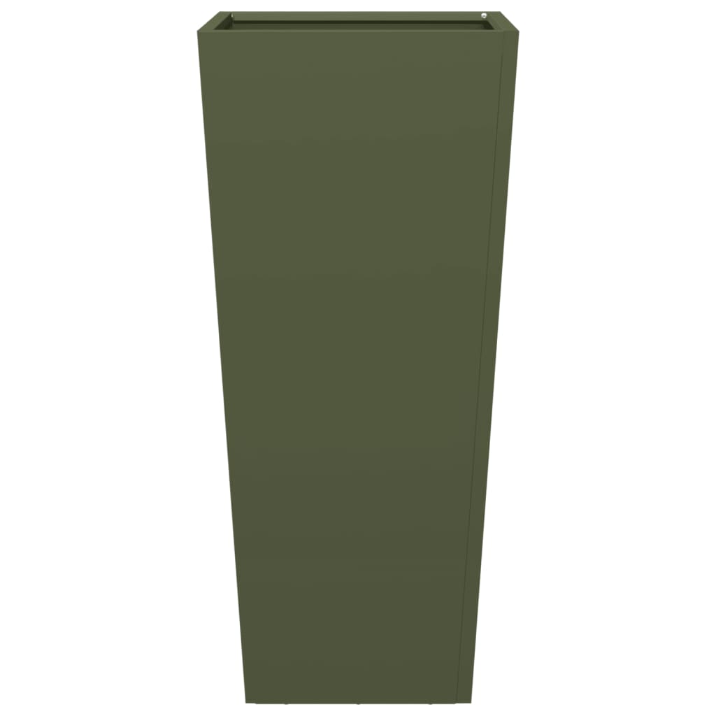 Fioriere da Giardino 2 pz Verde Oliva 35x35x75 cm in Acciaio