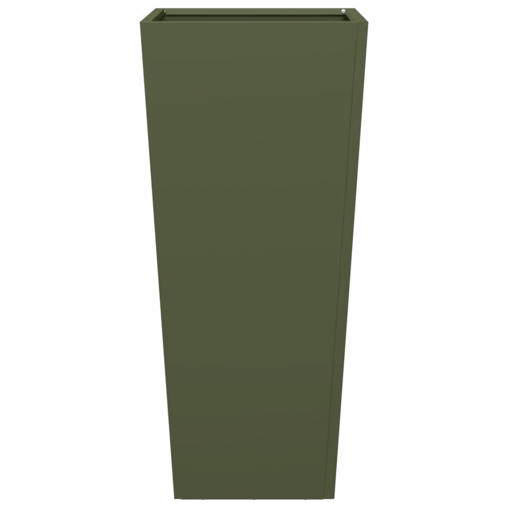 Fioriere da Giardino 2 pz Verde Oliva 35x35x75 cm in Acciaio