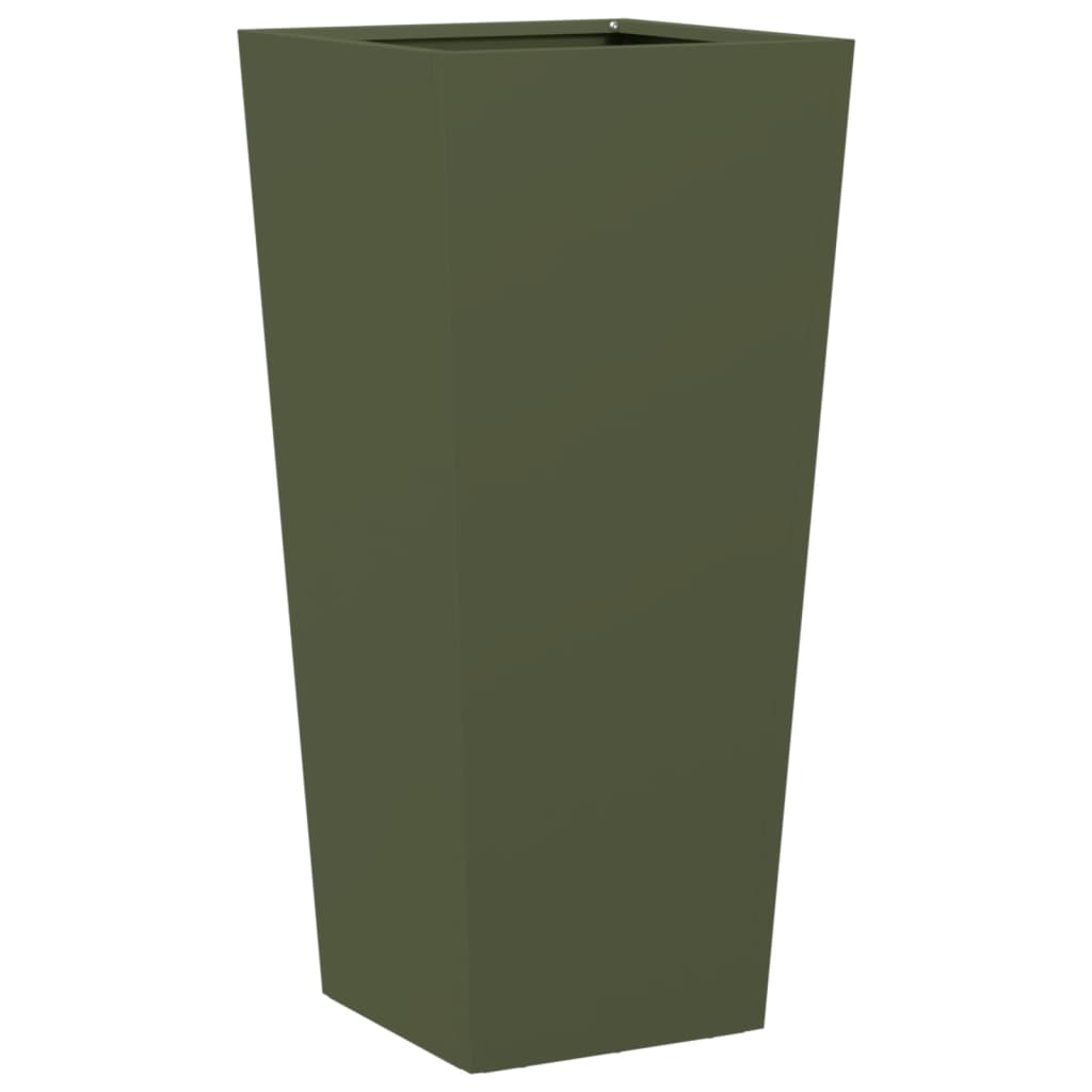 Fioriere da Giardino 2 pz Verde Oliva 35x35x75 cm in Acciaio
