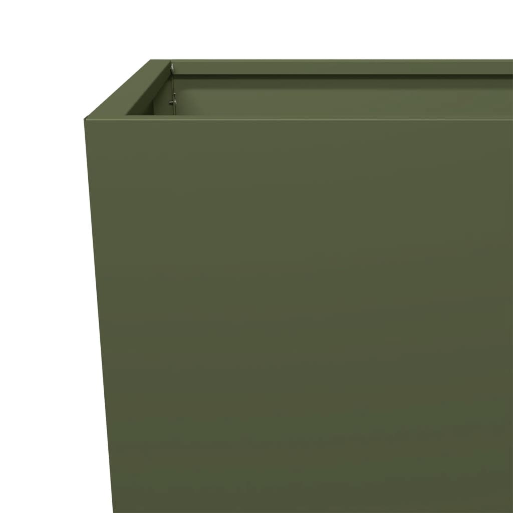 Fioriere da Giardino 2 pz Verde Oliva 35x35x75 cm in Acciaio