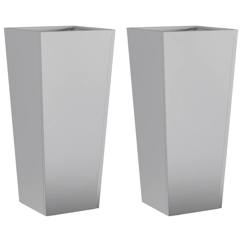 Fioriere da Giardino 2 pz 35x35x75 cm in Acciaio Zincato