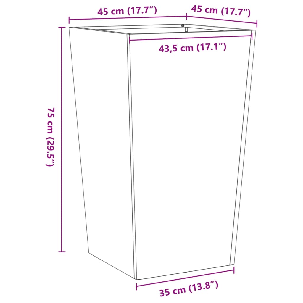 Fioriere da Giardino 2 pz Bianche 45x45x75 cm in Acciaio