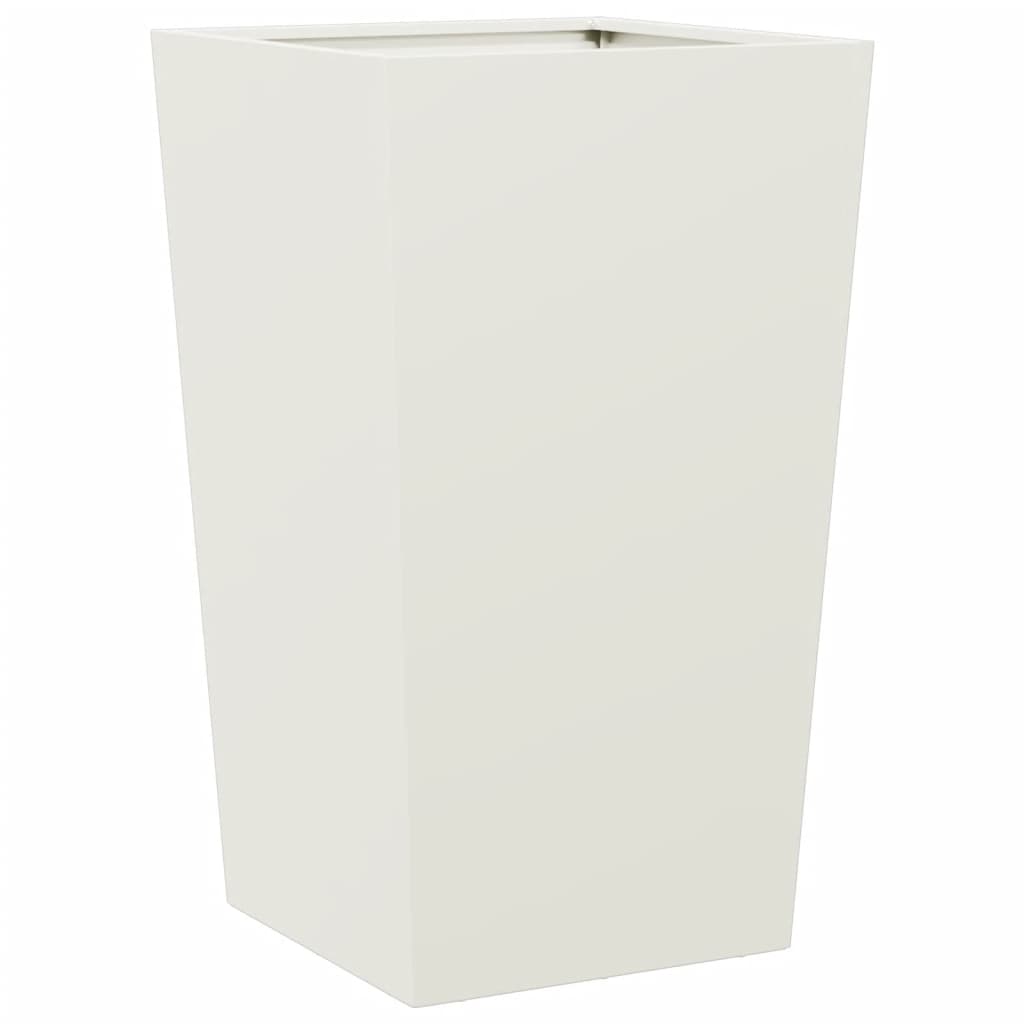 Fioriere da Giardino 2 pz Bianche 45x45x75 cm in Acciaio