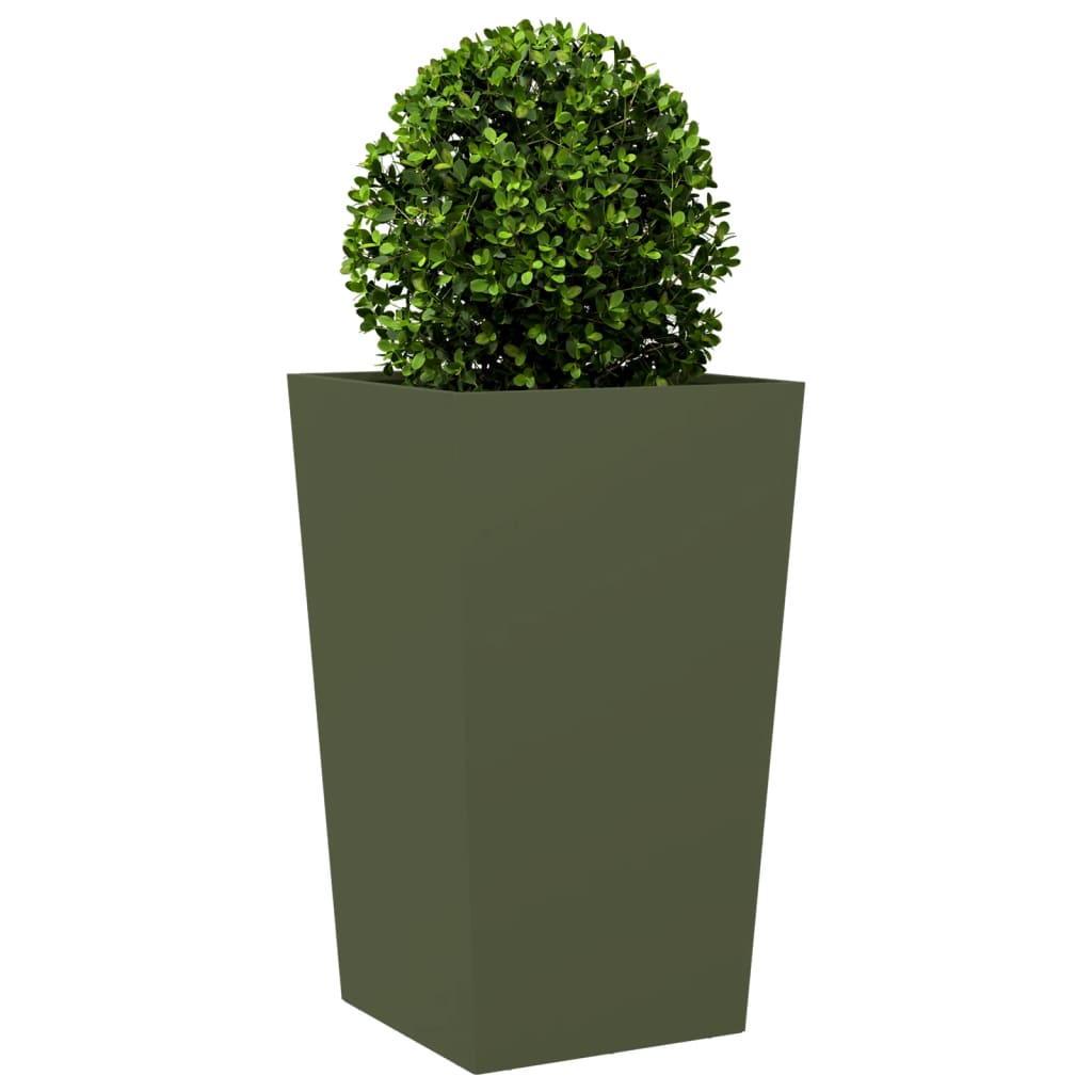Fioriera da Giardino Verde Oliva 45x45x75 cm in Acciaio