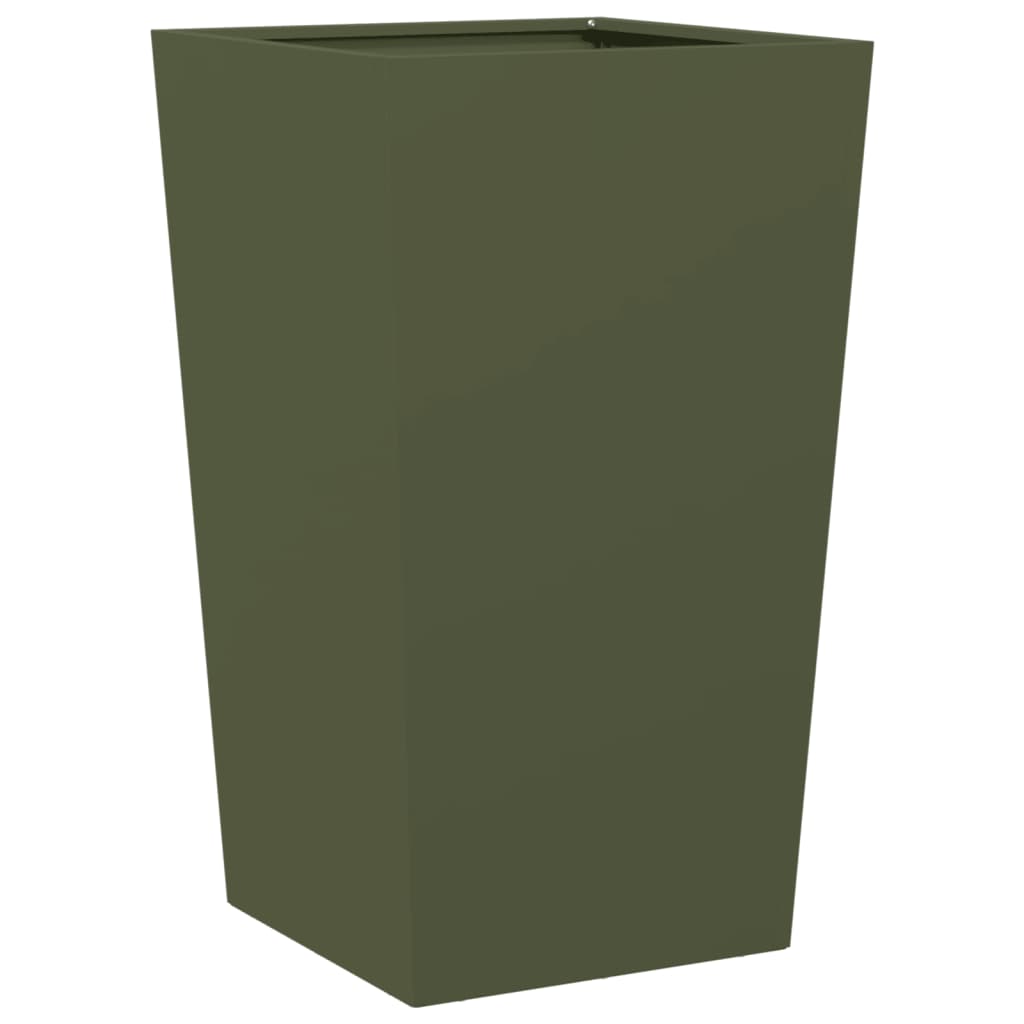 Fioriera da Giardino Verde Oliva 45x45x75 cm in Acciaio