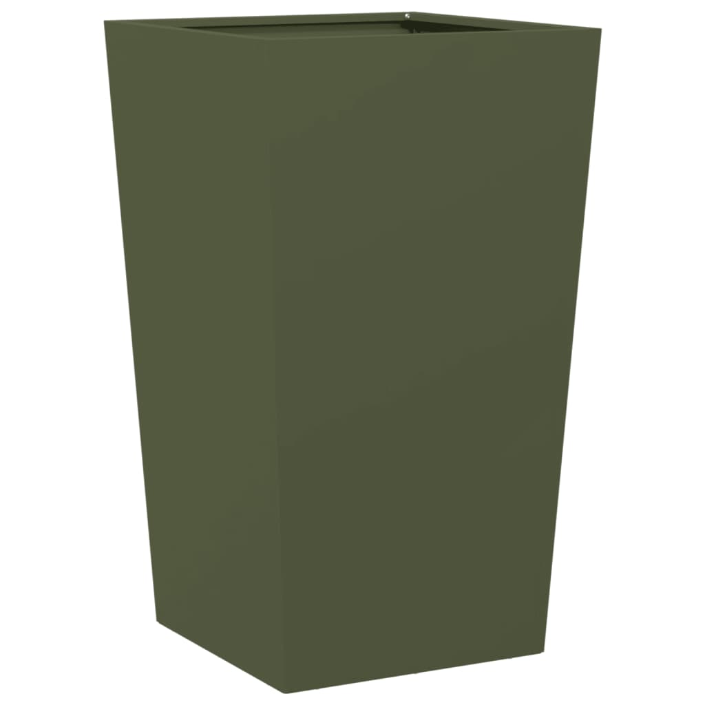 Fioriere da Giardino 2 pz Verde Oliva 45x45x75 cm in Acciaio