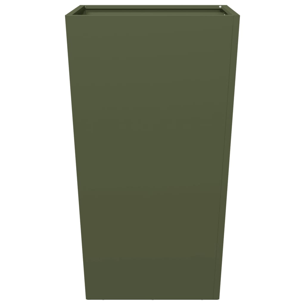Fioriere da Giardino 2 pz Verde Oliva 45x45x75 cm in Acciaio