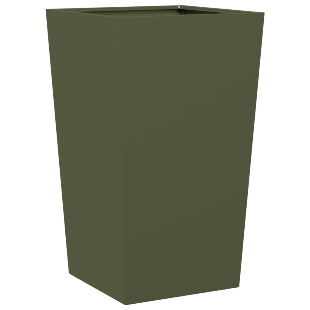 Fioriere da Giardino 2 pz Verde Oliva 45x45x75 cm in Acciaio