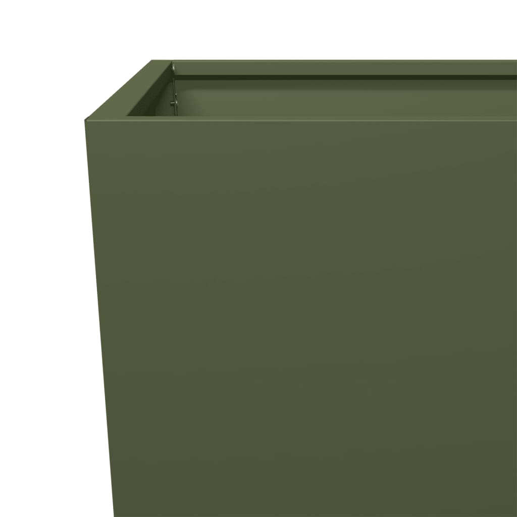 Fioriere da Giardino 2 pz Verde Oliva 45x45x75 cm in Acciaio