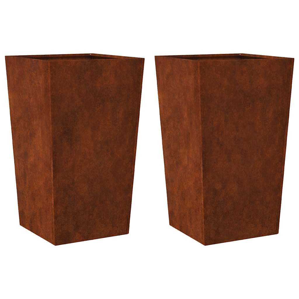 Fioriere da Giardino 2 pz 45x45x75 cm in Acciaio Corten