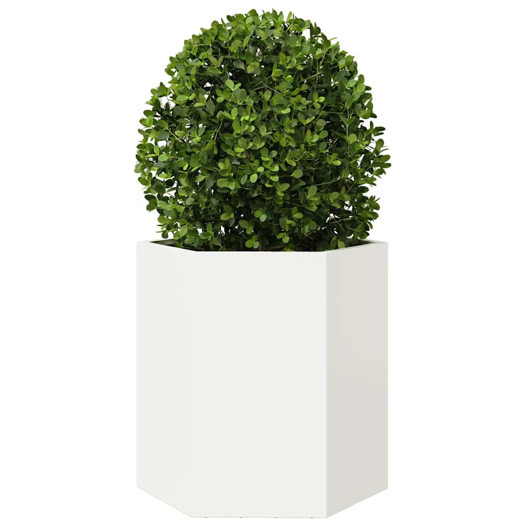 Fioriere da Giardino 2 pz Esagono Bianco 46x40x45 cm Acciaio