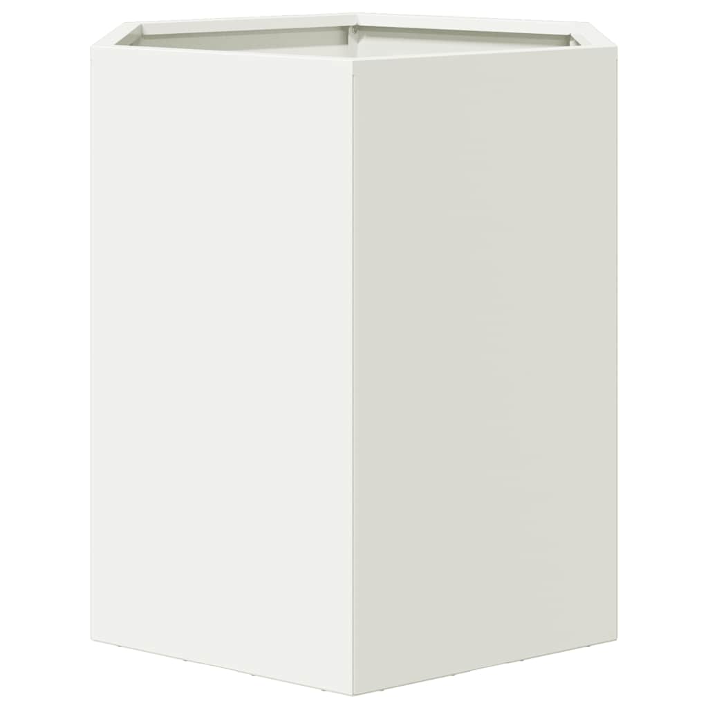 Fioriere da Giardino 2 pz Esagono Bianco 46x40x45 cm Acciaio