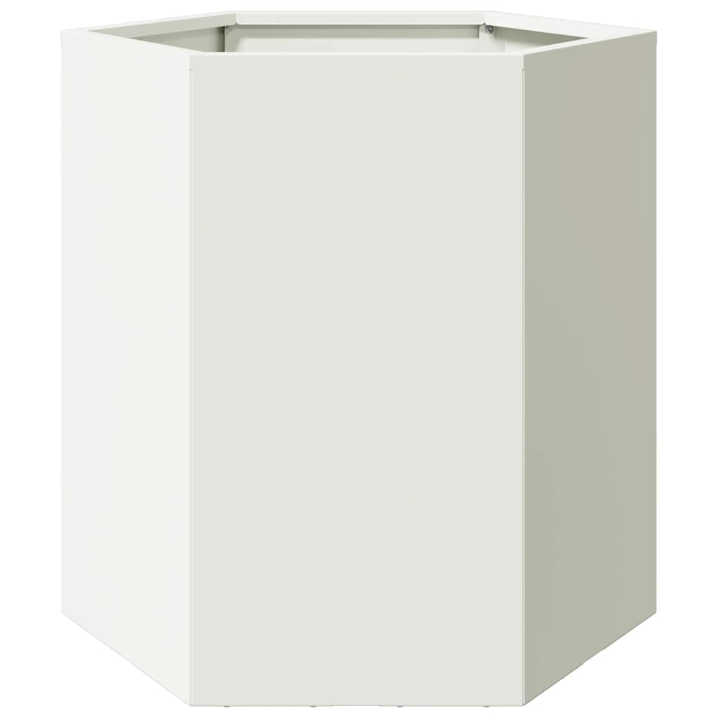 Fioriere da Giardino 2 pz Esagono Bianco 46x40x45 cm Acciaio