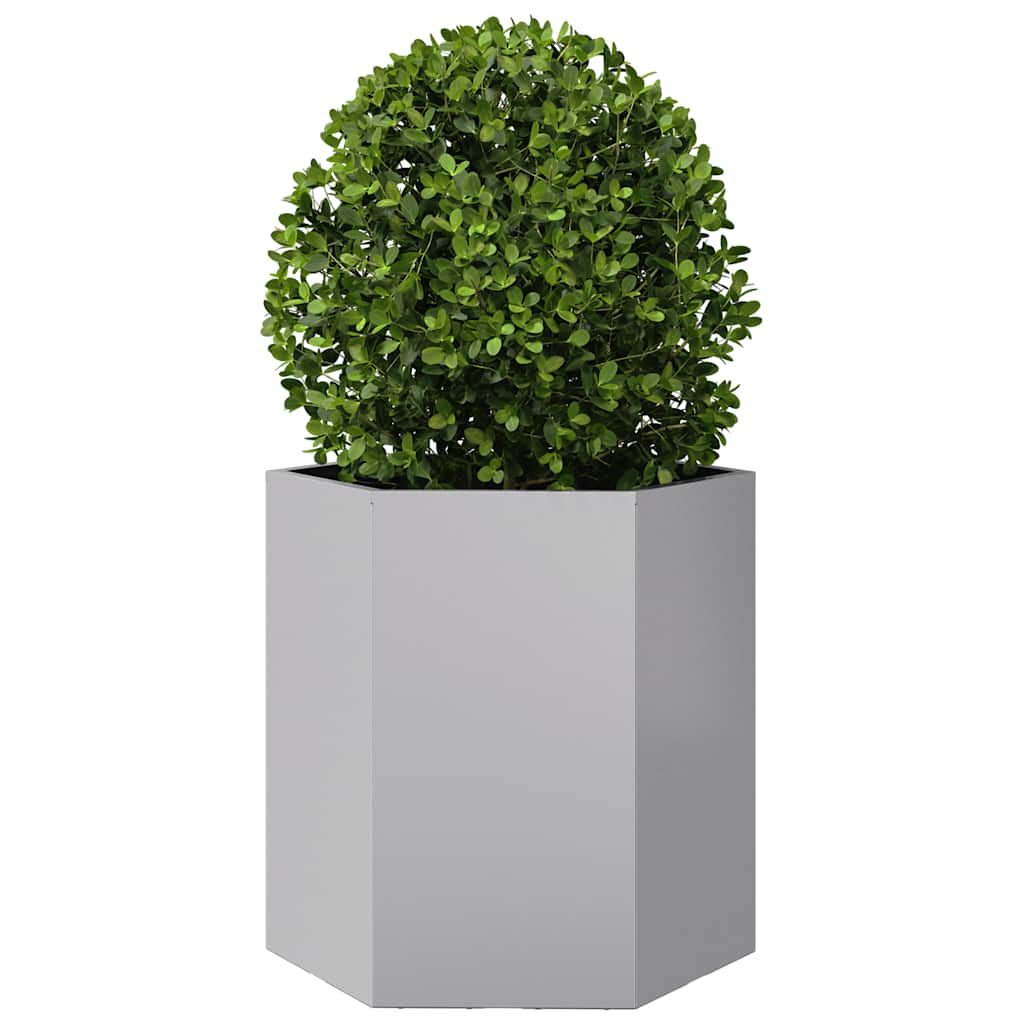 Fioriere da Giardino 2 pz Esagono 46x40x45cm Acciaio Zincato