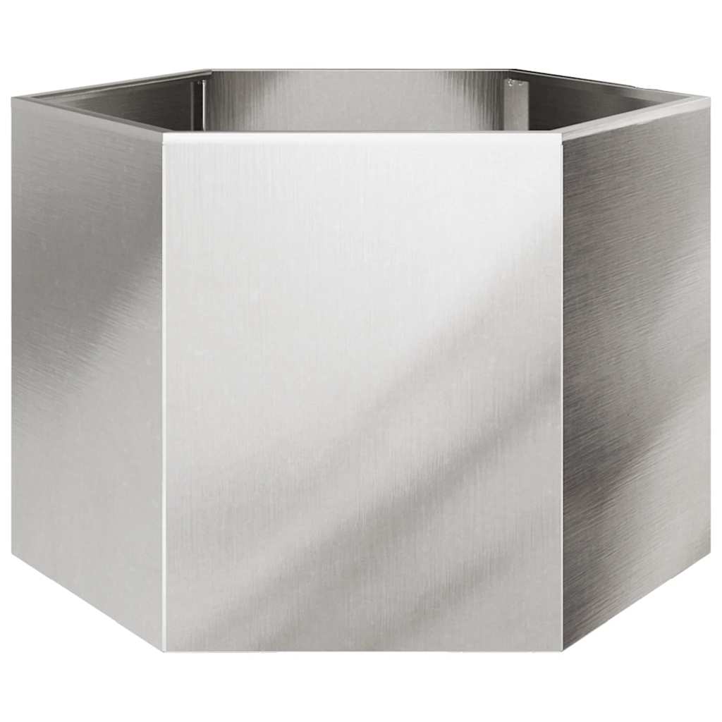 Fioriera da Giardino Esagono 69x60x45 cm in Acciaio Inox