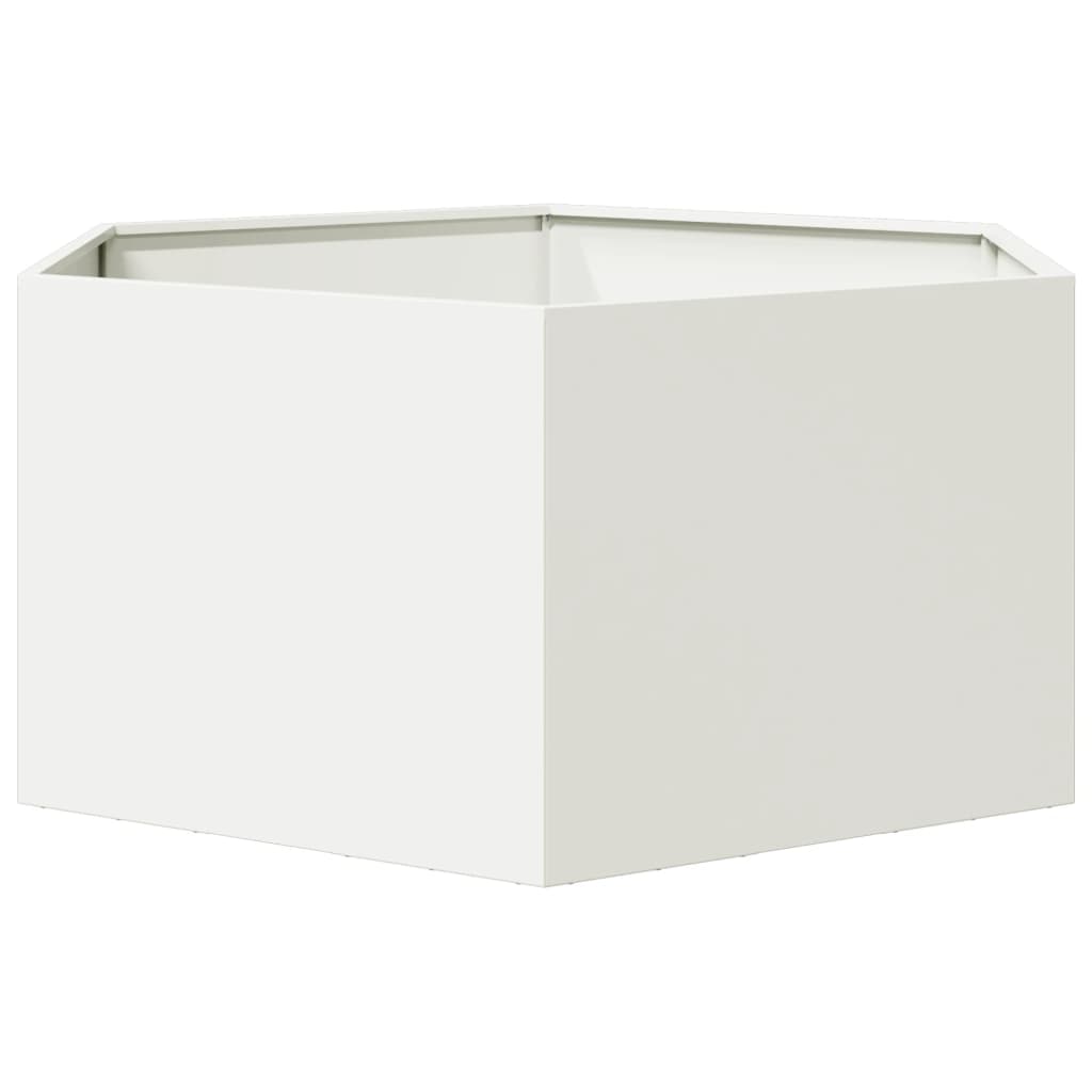 Fioriera da Giardino Bianca Esagono 104x90x45 cm in Acciaio