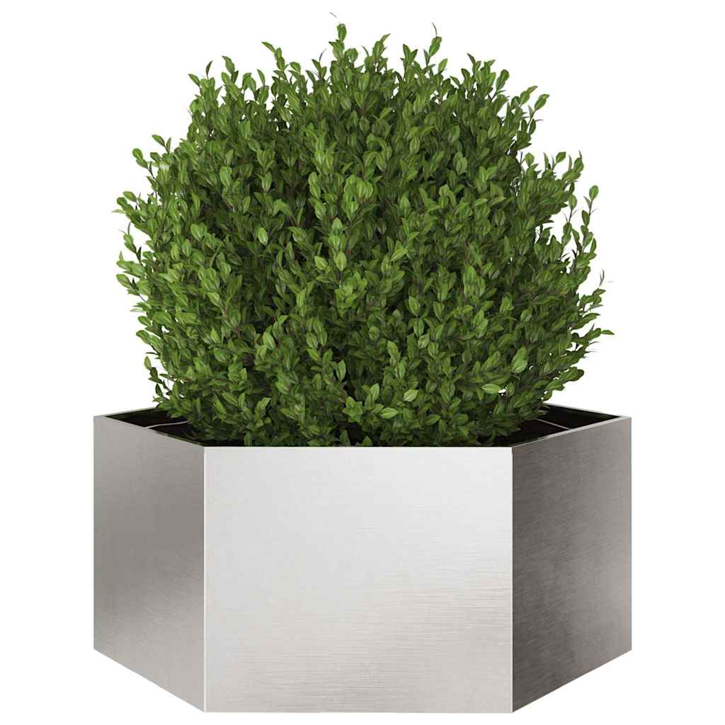 Fioriera da Giardino Esagono 104x90x45 cm in Acciaio Inox