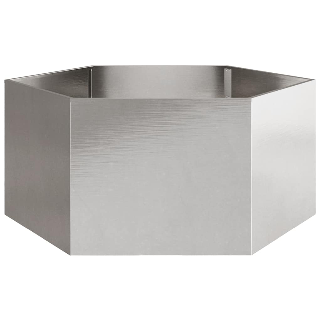 Fioriera da Giardino Esagono 104x90x45 cm in Acciaio Inox