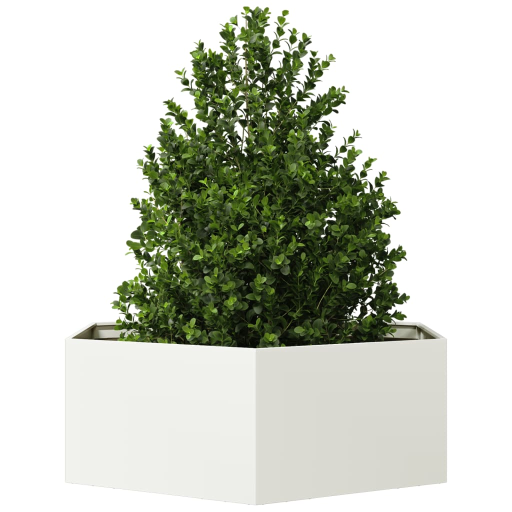 Fioriera da Giardino Bianca Esagono 138x120x45 cm in Acciaio