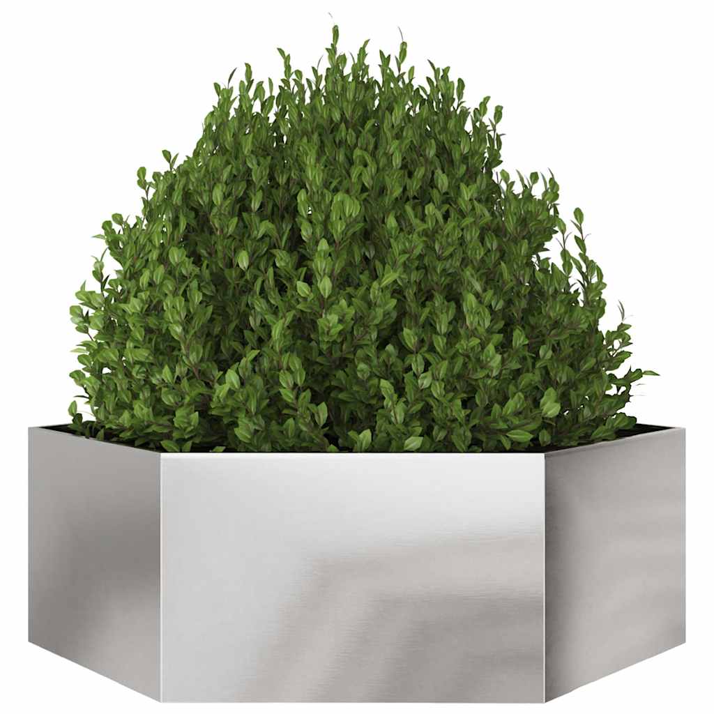 Fioriera da Giardino Esagono 138x120x45 cm in Acciaio Inox