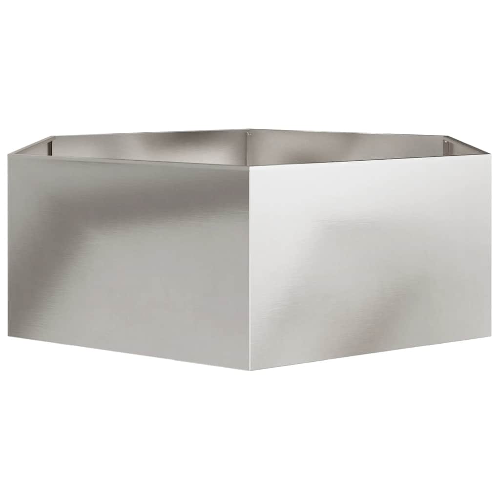 Fioriera da Giardino Esagono 138x120x45 cm in Acciaio Inox