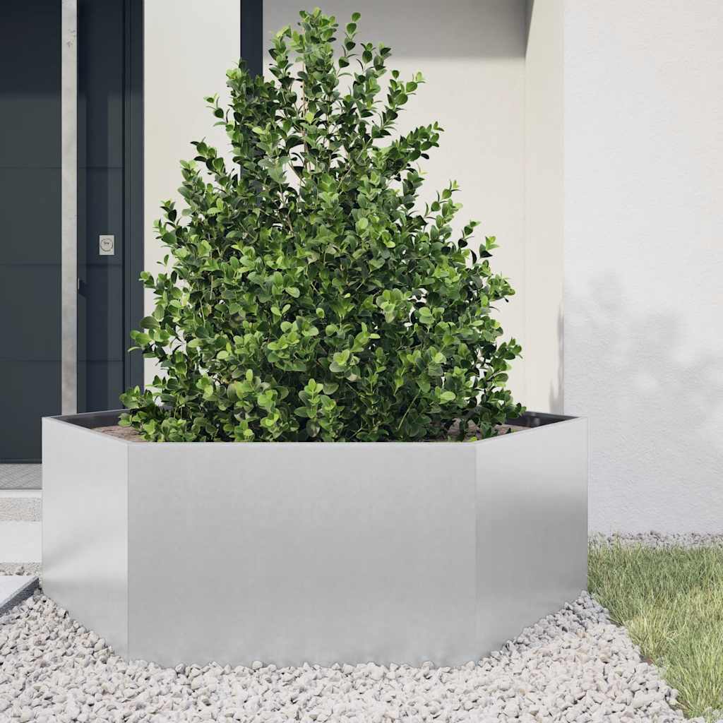 Fioriera da Giardino Esagono 138x120x45 cm in Acciaio Zincato