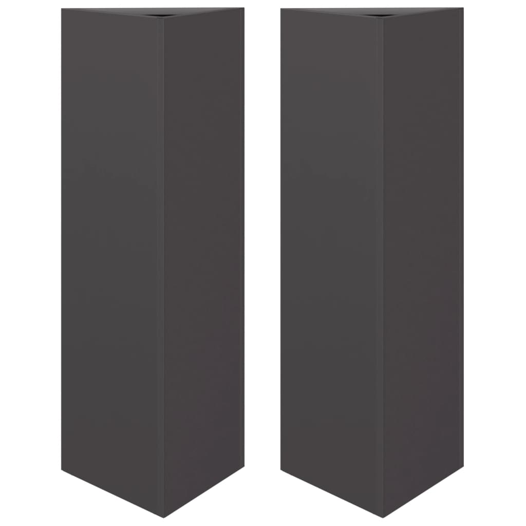 Fioriere da Giardino 2 pz Nere Triangolari 30x26x75 cm Acciaio