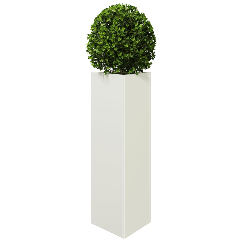 Fioriera da Giardino Bianca Triangolare 30x26x75 cm in Acciaio