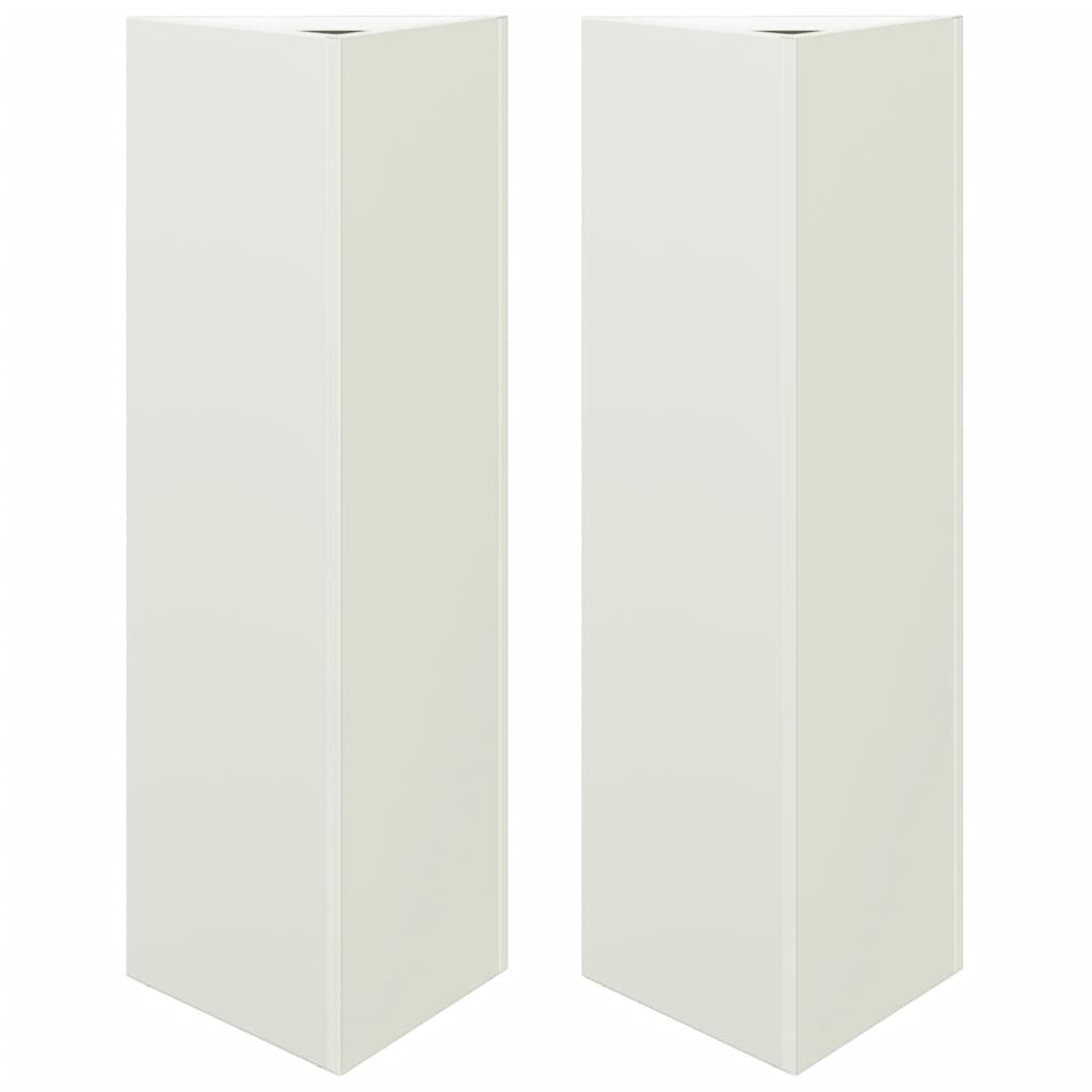 Fioriere 2 pz Bianche Triangolari 30x26x75 cm in Acciaio