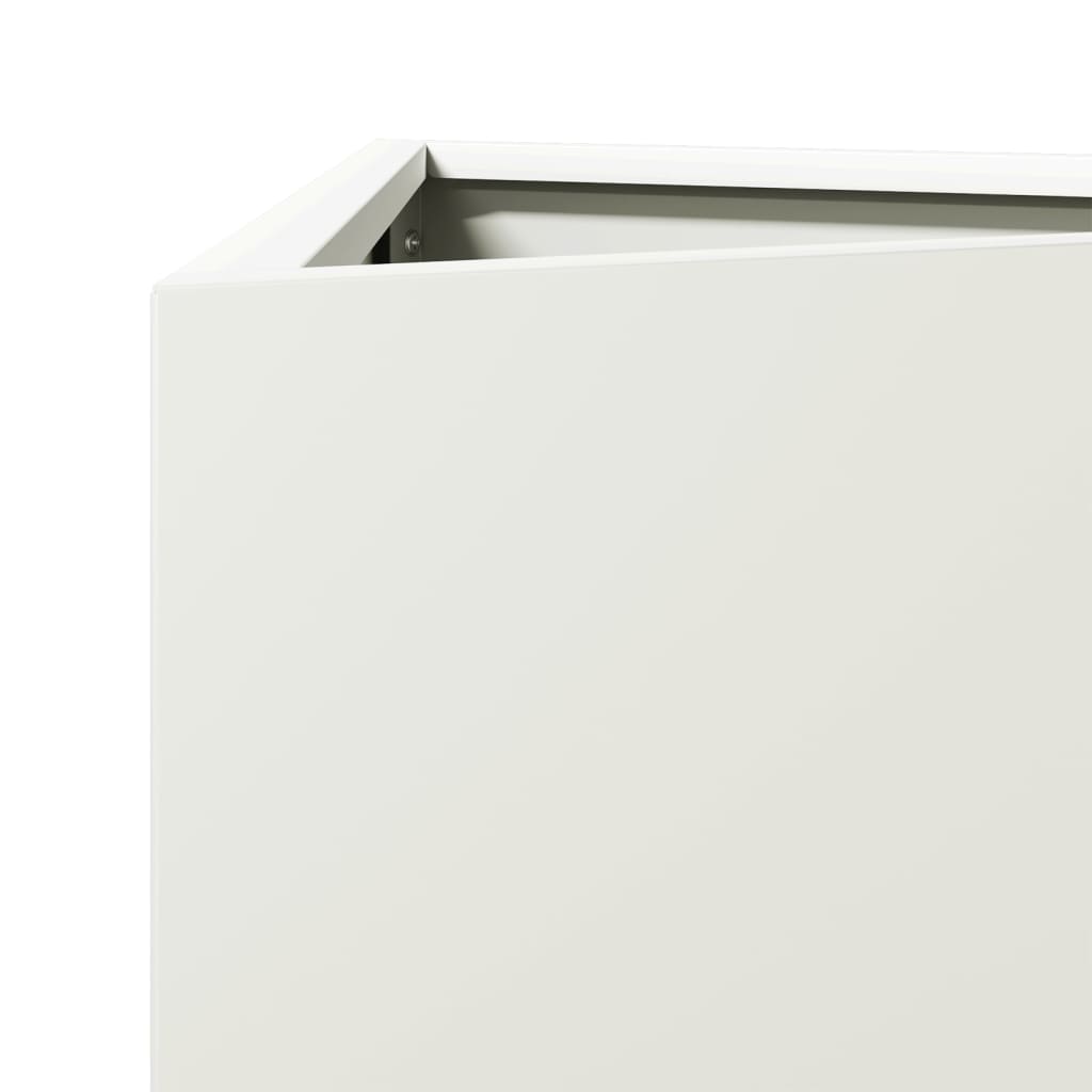 Fioriere 2 pz Bianche Triangolari 30x26x75 cm in Acciaio