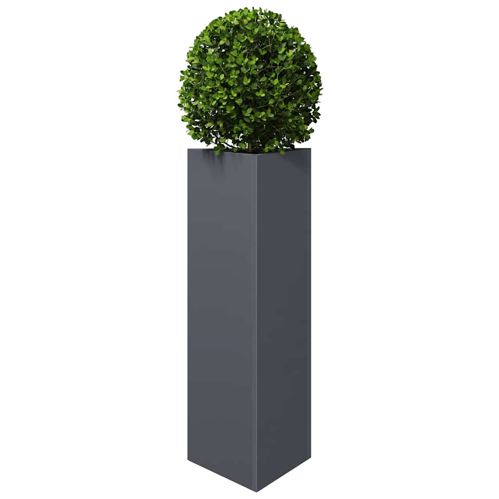 Fioriera da Giardino Antracite Triangolare 30x26x75 cm Acciaio