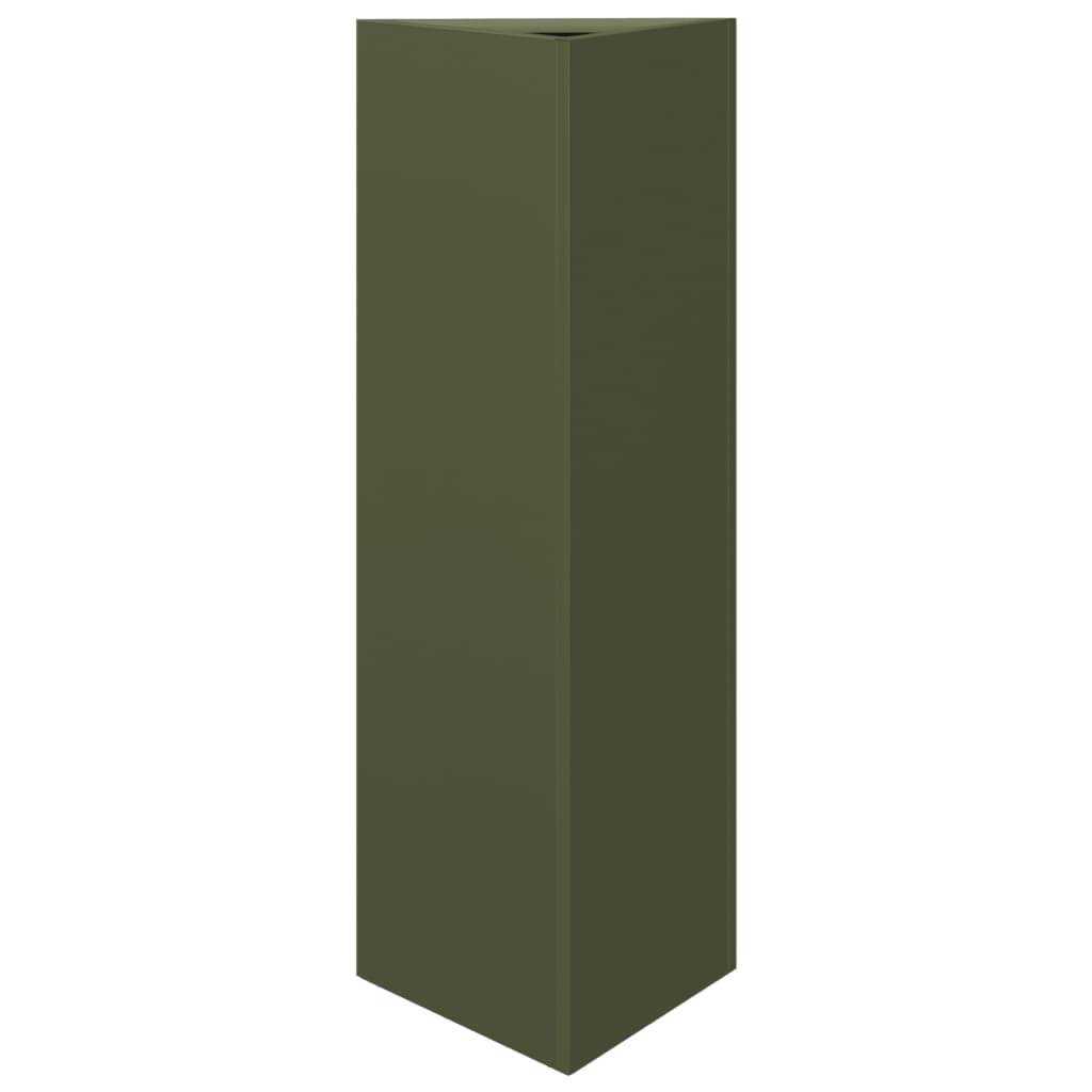 Fioriera da Giardino Verde Oliva Triangolare 30x26x75cm Acciaio