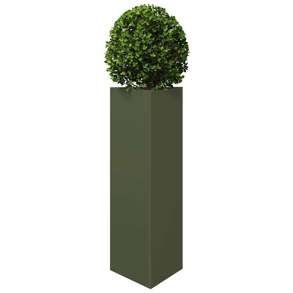 Fioriera da Giardino Verde Oliva Triangolare 30x26x75cm Acciaio